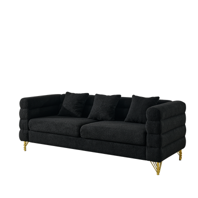 3-seater + 3-seater Combination sofa.BLACK teddy