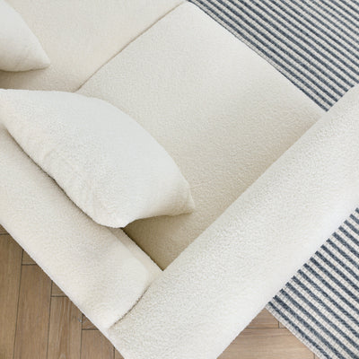 81 Inch Oversized 3 Seater Sectional Sofa, Living Room Comfort Fabric Sectional Sofa - Deep Seating Sectional Sofa, Soft Sitting with 3 Pillows for Living Room,Bedroom,White teddy(Ivory)(W834S00036)
