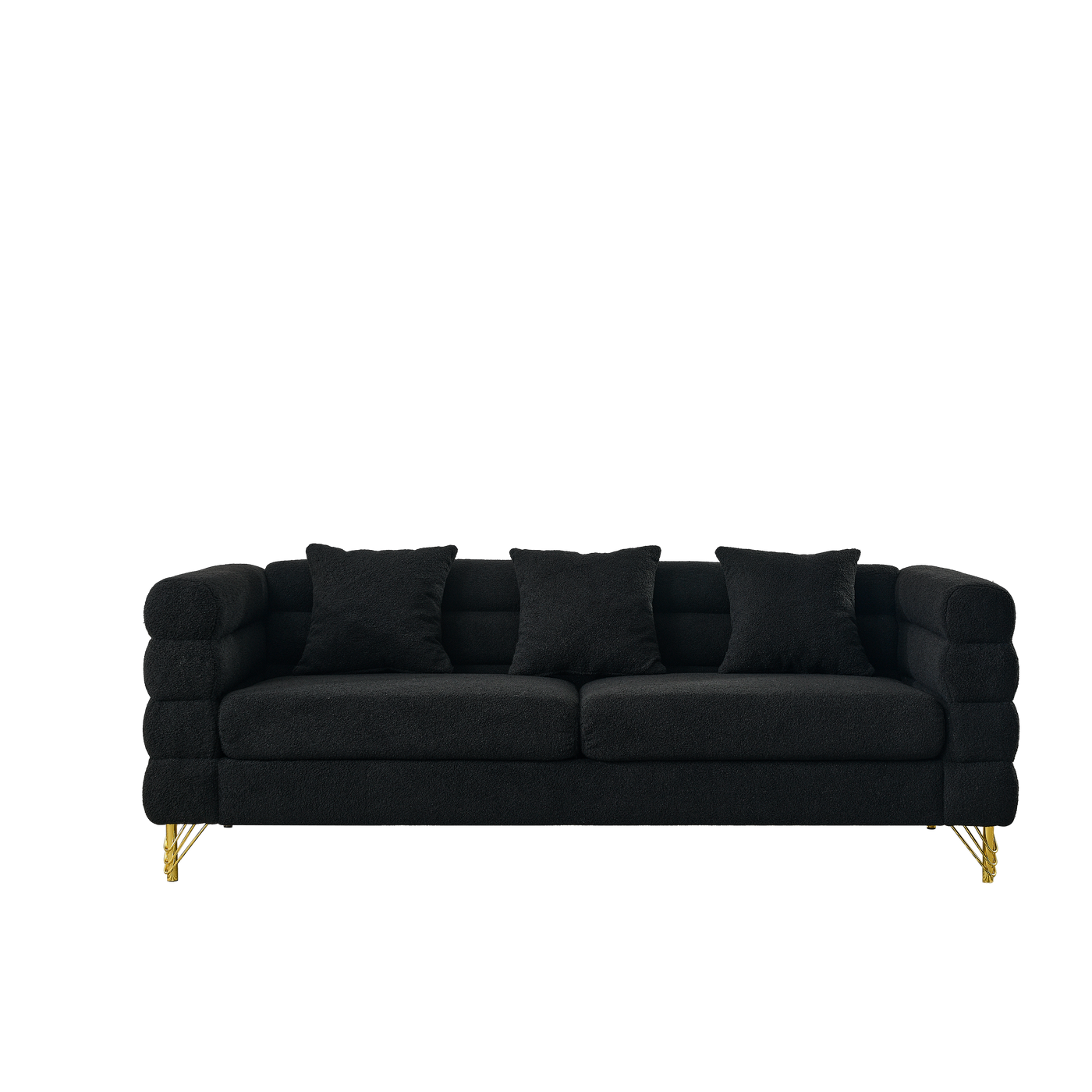 3-seater + 3-seater Combination sofa.BLACK teddy