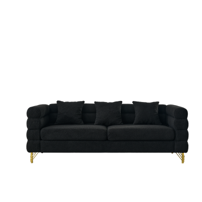 3-seater + 3-seater Combination sofa.BLACK teddy