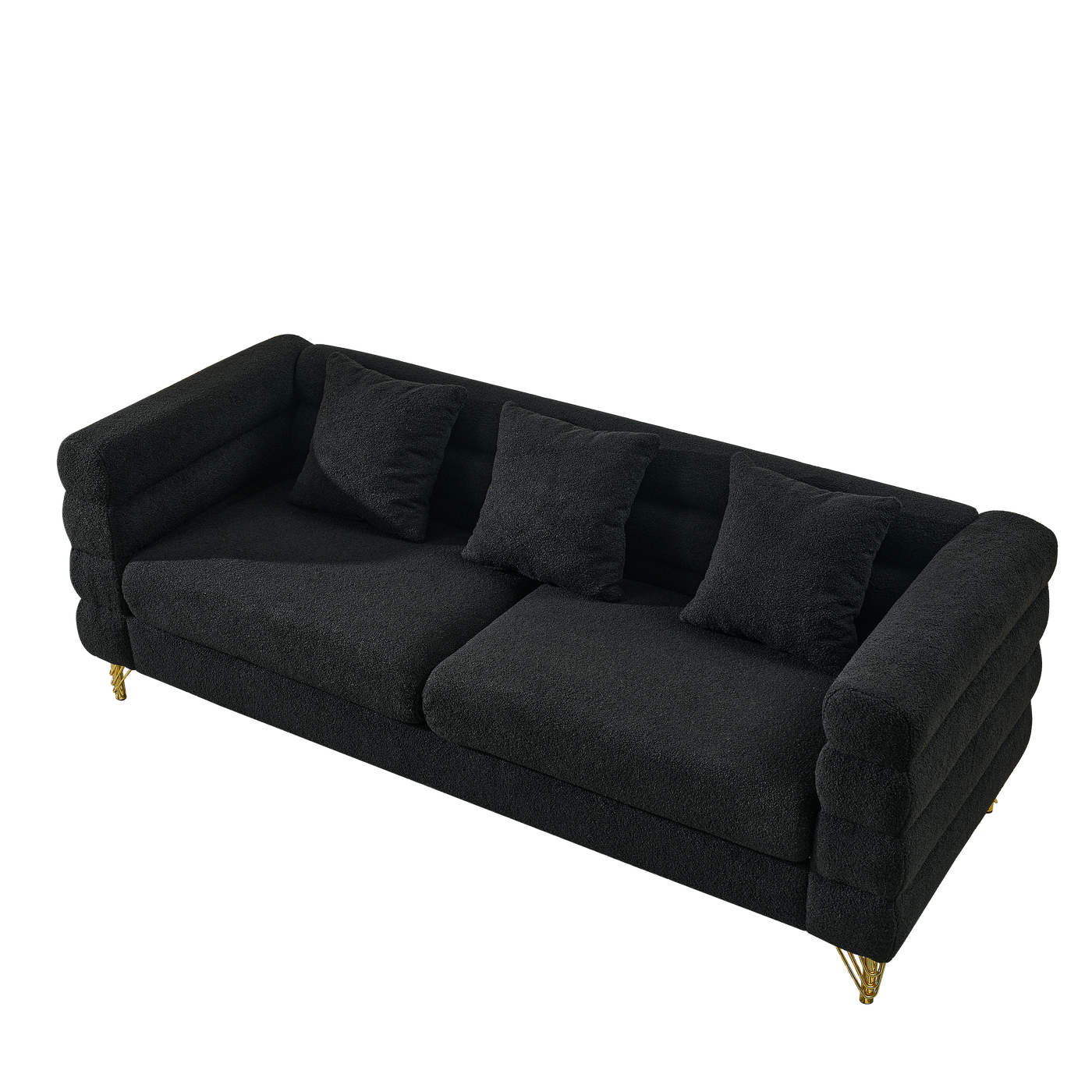 3-seater + 3-seater Combination sofa.BLACK teddy