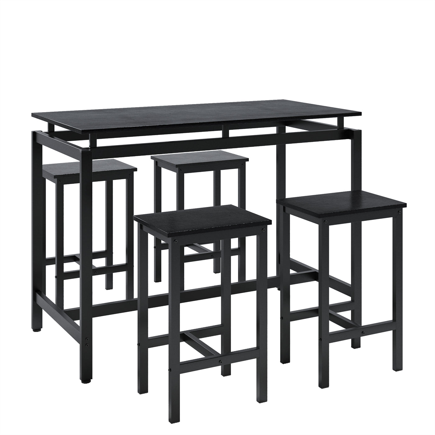 5 Pieces Dining Table Set for 4,Black Bar Table Set with 4 Bar Stools Counter Height Bar Table and Chairs Set. Pub Table Set Breakfast Table for Kitchen, Small Space