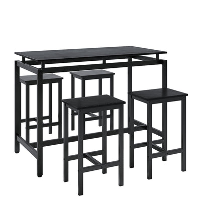 5 Pieces Dining Table Set for 4,Black Bar Table Set with 4 Bar Stools Counter Height Bar Table and Chairs Set. Pub Table Set Breakfast Table for Kitchen, Small Space