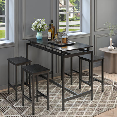 5 Pieces Dining Table Set for 4,Black Bar Table Set with 4 Bar Stools Counter Height Bar Table and Chairs Set. Pub Table Set Breakfast Table for Kitchen, Small Space