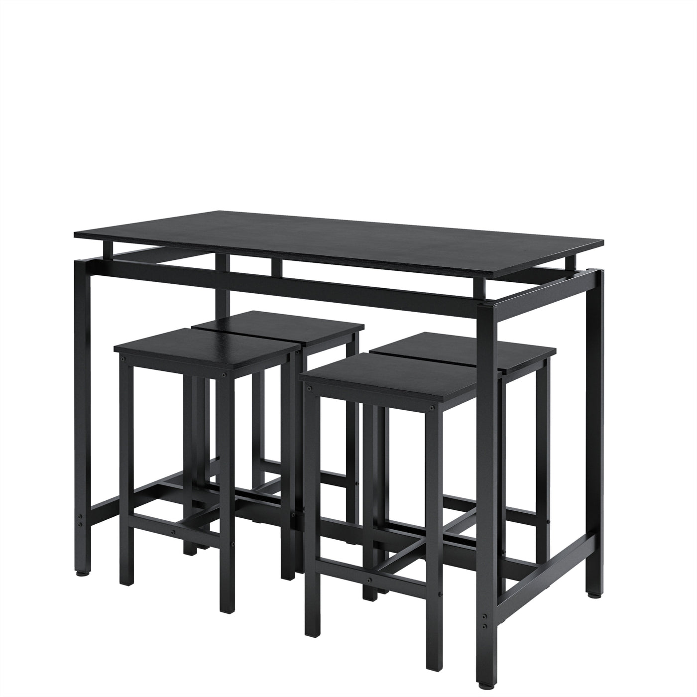 5 Pieces Dining Table Set for 4,Black Bar Table Set with 4 Bar Stools Counter Height Bar Table and Chairs Set. Pub Table Set Breakfast Table for Kitchen, Small Space