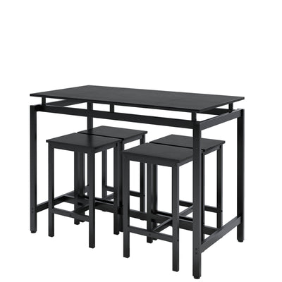 5 Pieces Dining Table Set for 4,Black Bar Table Set with 4 Bar Stools Counter Height Bar Table and Chairs Set. Pub Table Set Breakfast Table for Kitchen, Small Space