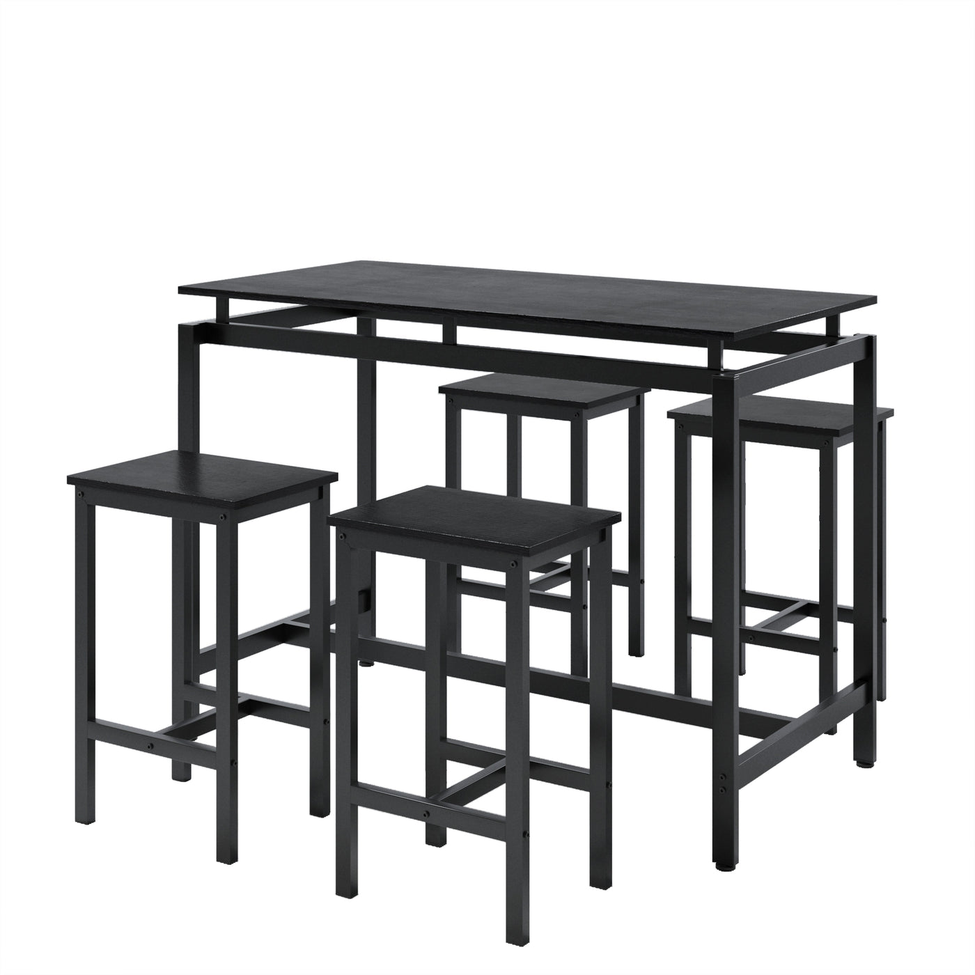 5 Pieces Dining Table Set for 4,Black Bar Table Set with 4 Bar Stools Counter Height Bar Table and Chairs Set. Pub Table Set Breakfast Table for Kitchen, Small Space