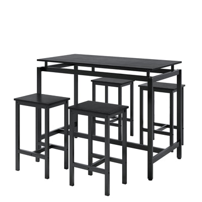 5 Pieces Dining Table Set for 4,Black Bar Table Set with 4 Bar Stools Counter Height Bar Table and Chairs Set. Pub Table Set Breakfast Table for Kitchen, Small Space