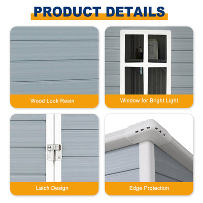 5ft x 3ft Resin Outdoor Storage Shed Plastic Garden Sheds with Floor and Lockable Door for Backyard, Lawn, Grey (W540S00019)