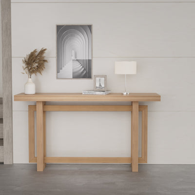 59.05inch MDF Console Table Narrow Entryway Table for Hallway, Behind The Couch, Living Room, Foyer, Easy Assembly, OAK