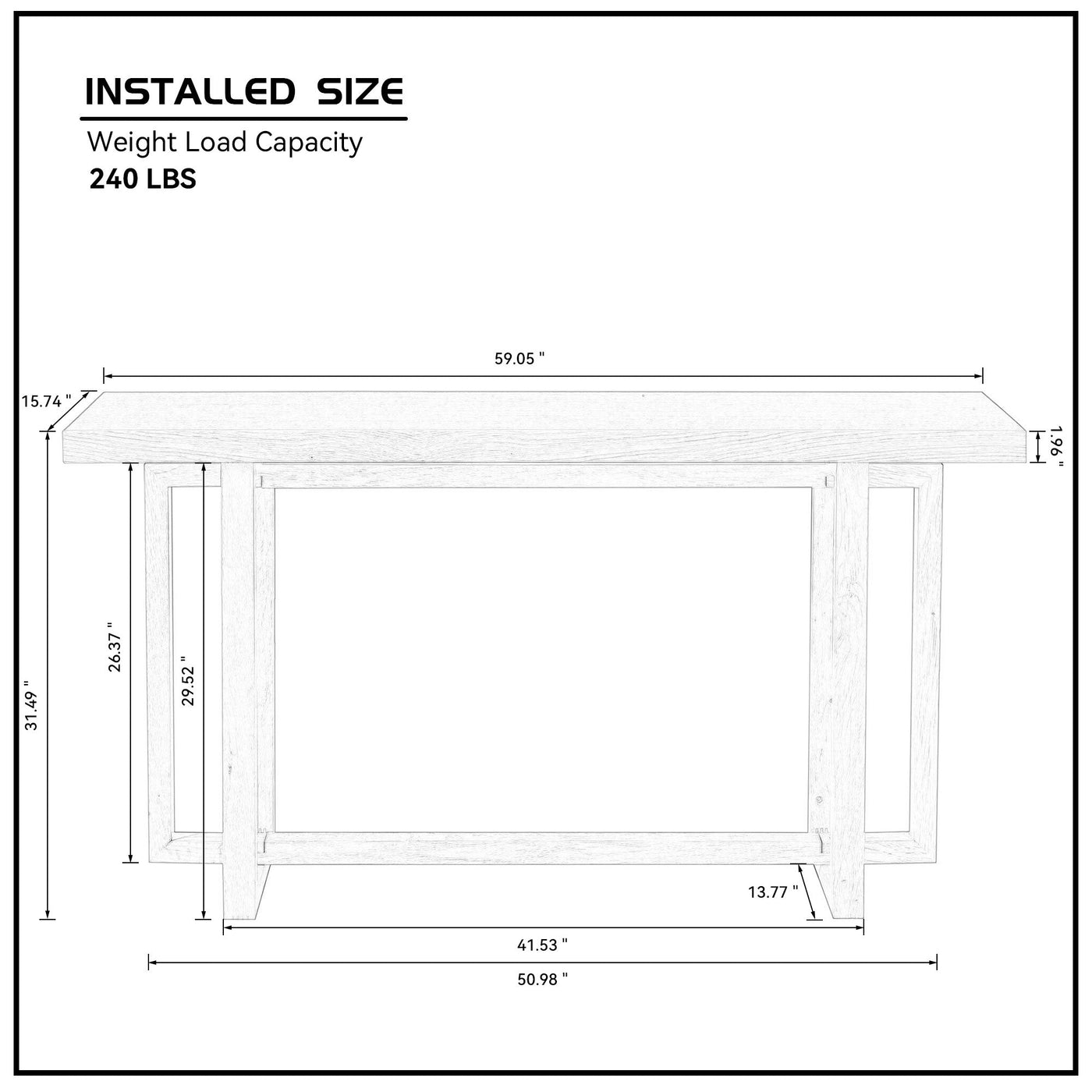 59.05inch MDF Console Table Narrow Entryway Table for Hallway, Behind The Couch, Living Room, Foyer, Easy Assembly, OAK