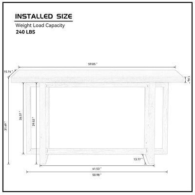59.05inch MDF Console Table Narrow Entryway Table for Hallway, Behind The Couch, Living Room, Foyer, Easy Assembly, OAK