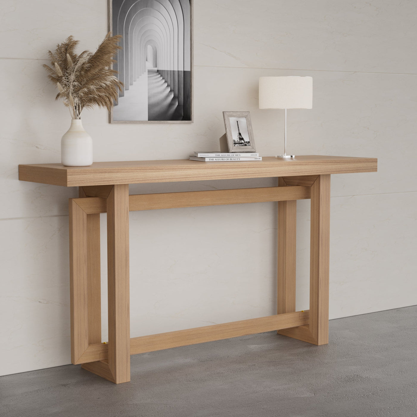 59.05inch MDF Console Table Narrow Entryway Table for Hallway, Behind The Couch, Living Room, Foyer, Easy Assembly, OAK