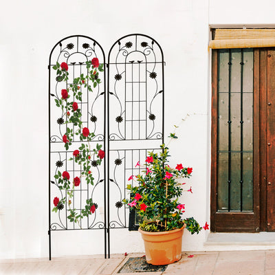 2 Pack Metal Garden Trellis 86.7' x 19.7' Rustproof Trellis for Climbing Plants Outdoor Flower Support Black