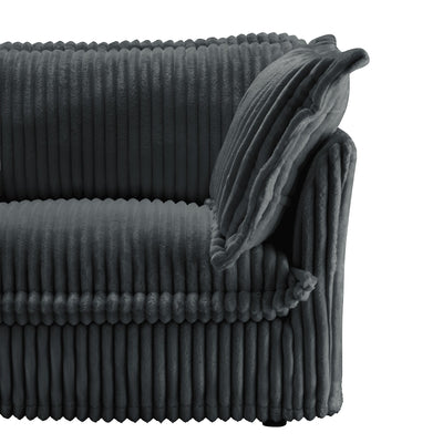 Slipcovered Long Sofa, 4 Seater Sofa with Removable Cover, Extra Deep Couch for Living Room, Corduroy Fabric Cloud Like Comfy Sofa Couch, Gray Corduroy Fabric