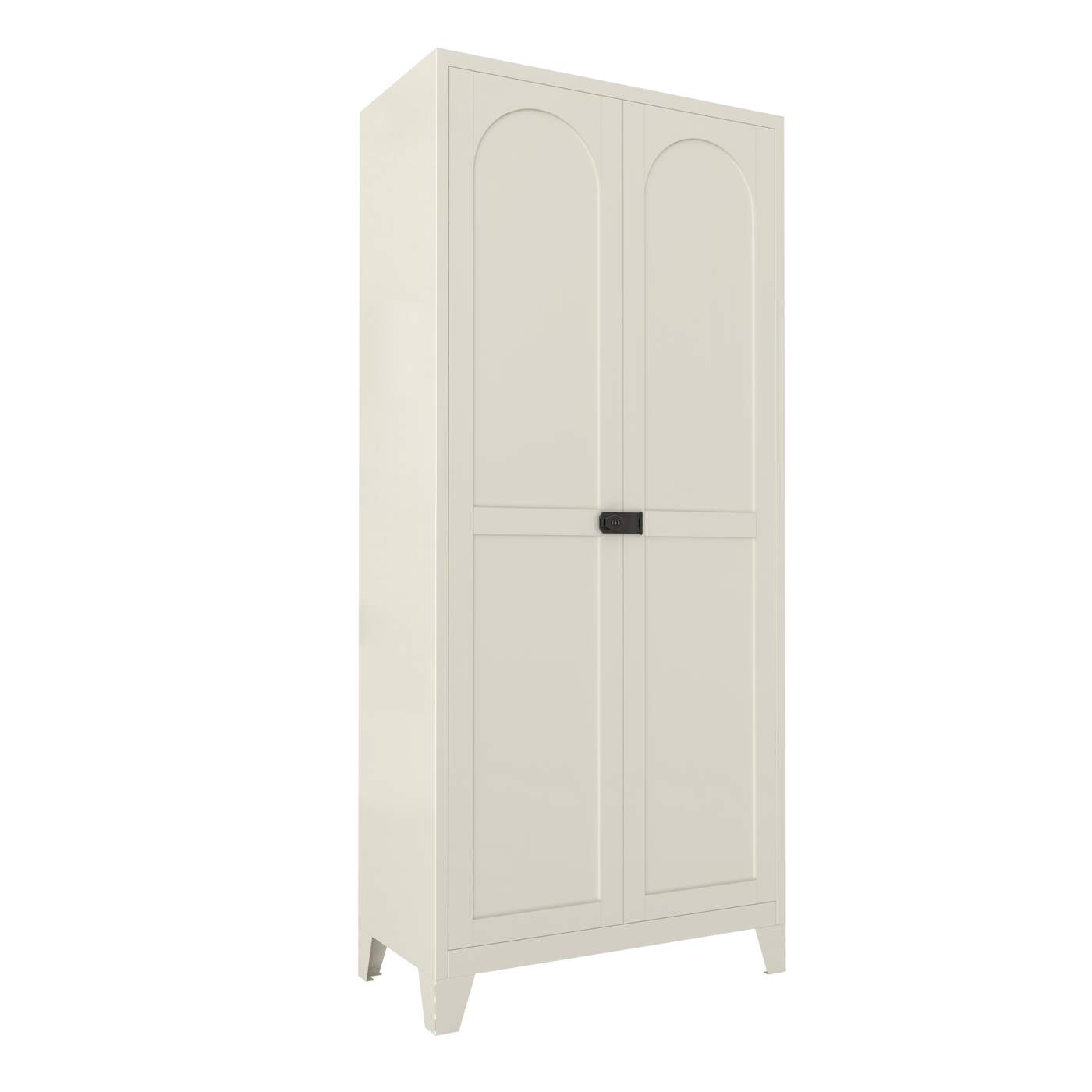 71'' 2 Shapely Door Cabinet With Lock, Metal Storage Cabinet with Doors and Adjustable Shelves, for Kitchen, Bedroom, Living Room(Beige)