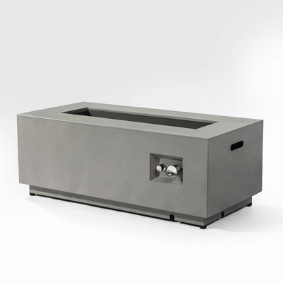 42' Propane Gas Fire Pit Table, 50000 BTU Rectangular Steel Fire Pit with Glass Wind Guard for Outside Patio Deck Garden Courtyard -Gray