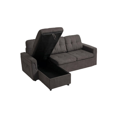 Upholstered Sleeper Sofa, L Shaped Sectional Couch with Reversible Storage, Convertible Corner Lounge Couches w/Pull Out Sofa bed for Living Room, Apartment,