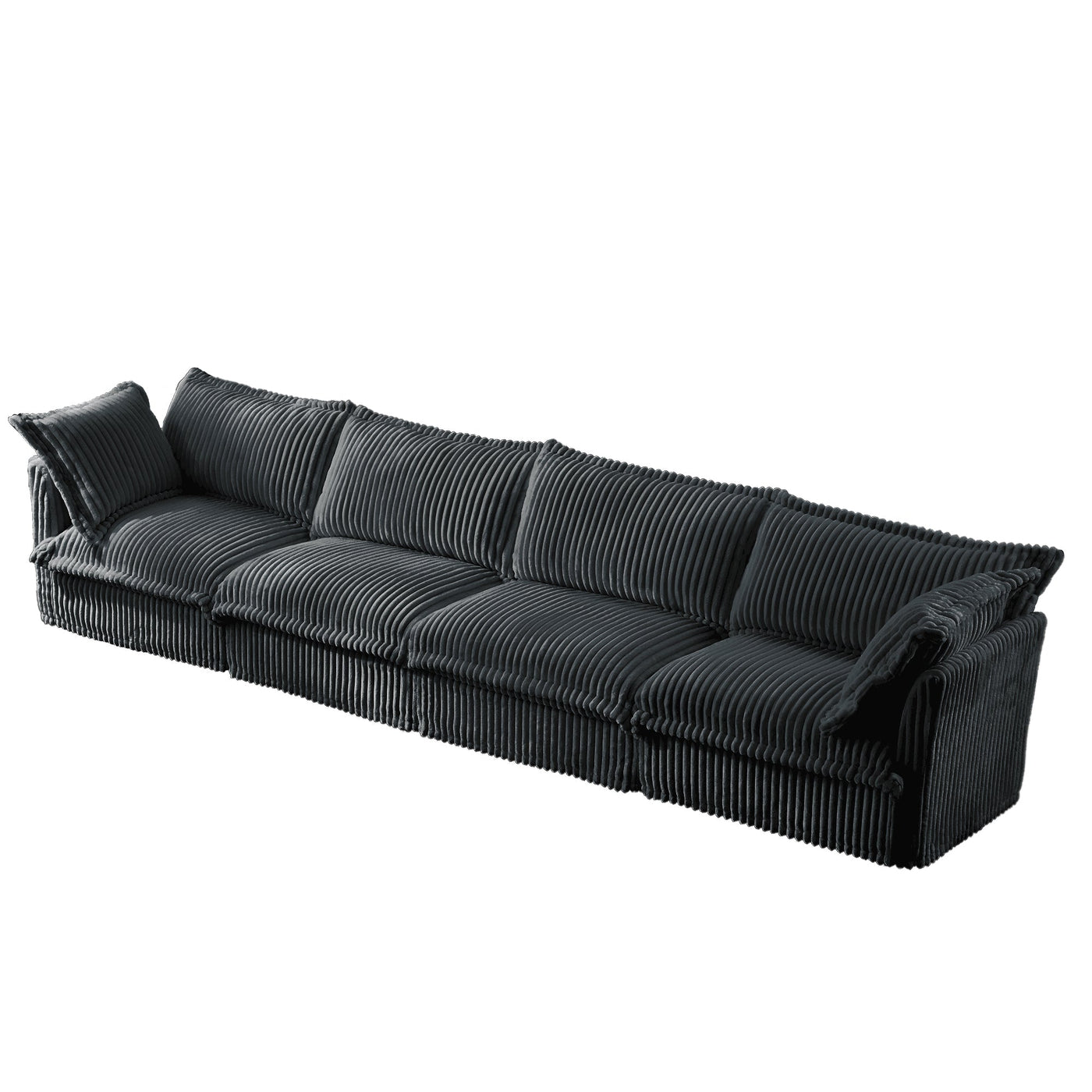 Slipcovered Long Sofa, 4 Seater Sofa with Removable Cover, Extra Deep Couch for Living Room, Corduroy Fabric Cloud Like Comfy Sofa Couch, Gray Corduroy Fabric