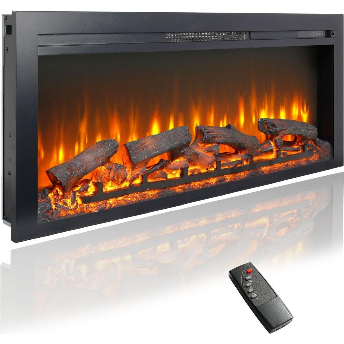44 inch wall recessed electric fireplace with remote and Imitation Flame, LED light heater