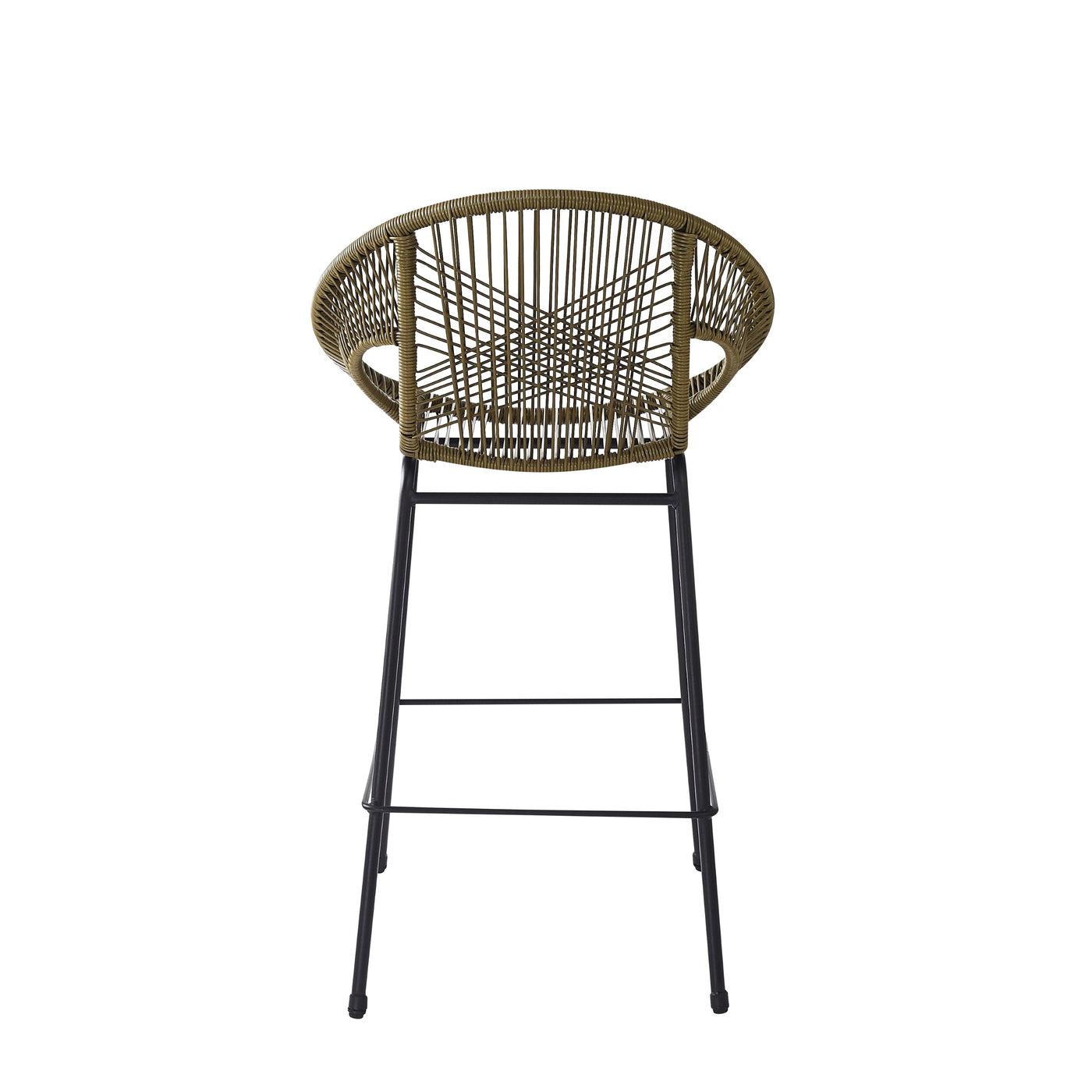 Ferrara Outdoor Patio Green Faux Wicker Barstool Set with Ergonomic Design and Durable PE Material