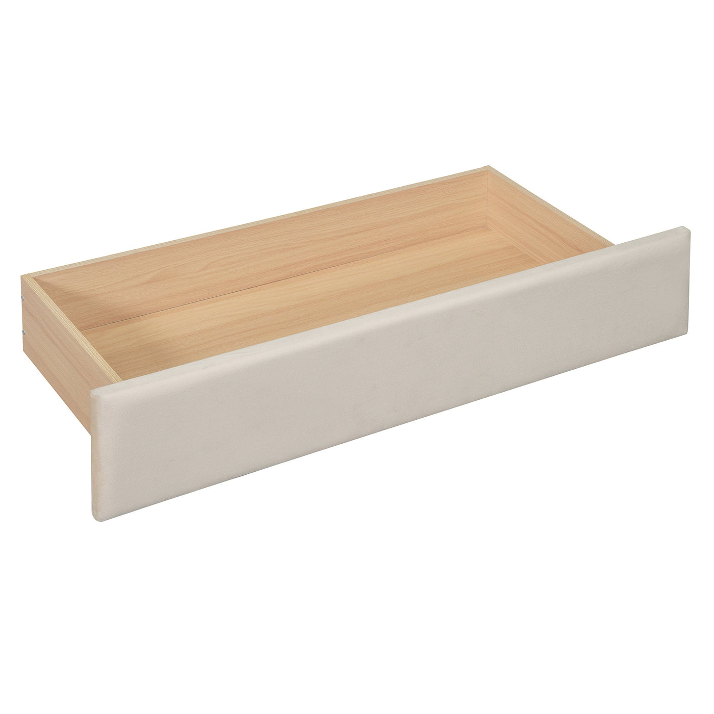 Twin Size Upholstered Daybed with Drawers, Shelves, Flip Cabinets & Side Table (Beige)