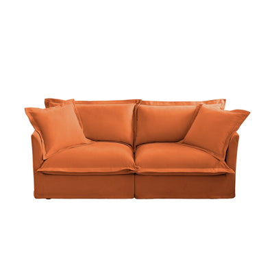 Modern Slipcovered 2-Seat Sofa Couches for Living Room, 2 Seater Sofa, Plain Chenille Deep Seat Sofa with Upholstered Cushion&Detachable Cover, Comfy Sofa Couch for Small Space, Apartment,Orange