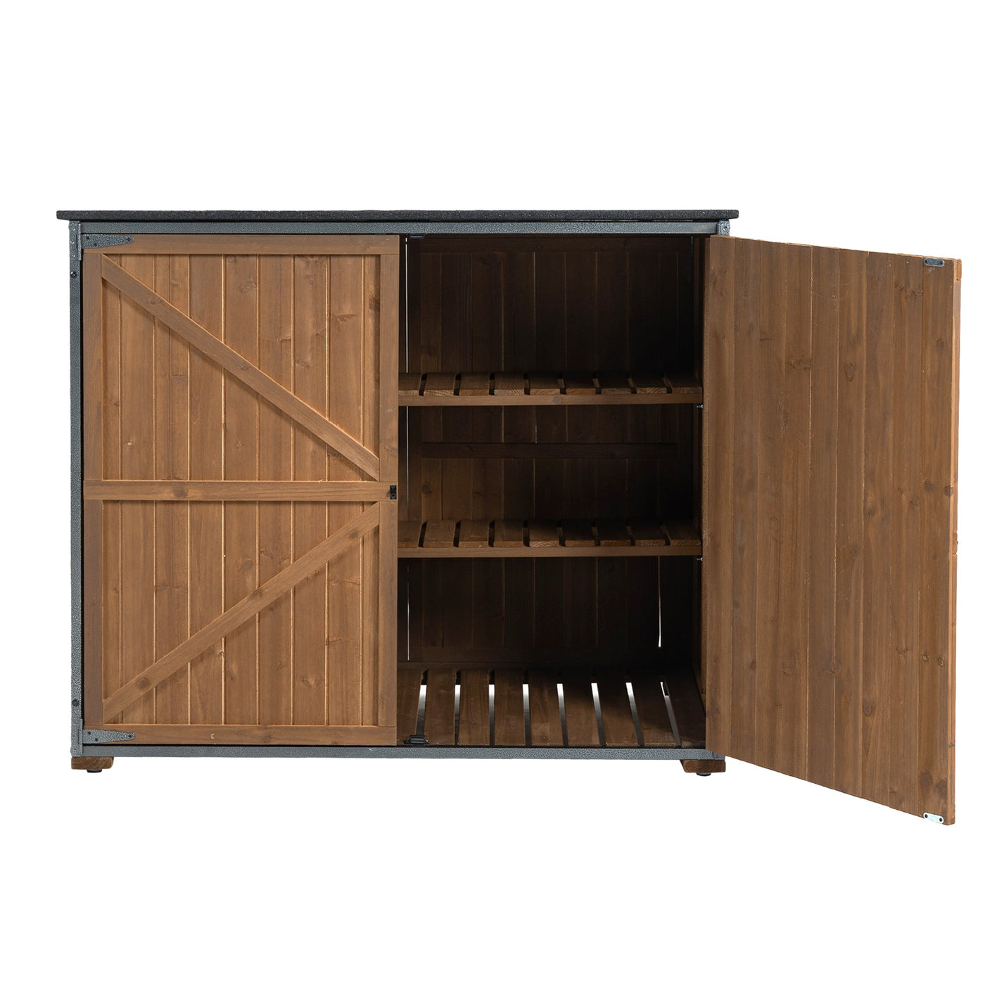 Outdoor Storage Cabinet 50.4'L X 26.8'W X 41'H, Garden Shed Tool Shed with Metal Frame Structure for Backyard Garden Patio Lawn (Brown)