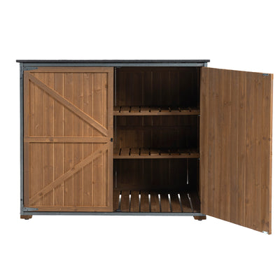 Outdoor Storage Cabinet 50.4'L X 26.8'W X 41'H, Garden Shed Tool Shed with Metal Frame Structure for Backyard Garden Patio Lawn (Brown)