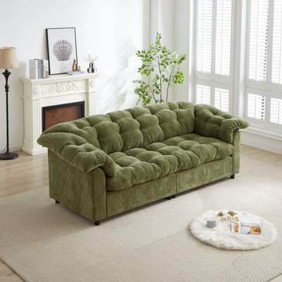 99.2' Chenille Modern Comfort Deep Seat Sofa, Upholstered Fluffy Cloud Sofa Suitable for living rooms, bedrooms, offices and apartments, Green