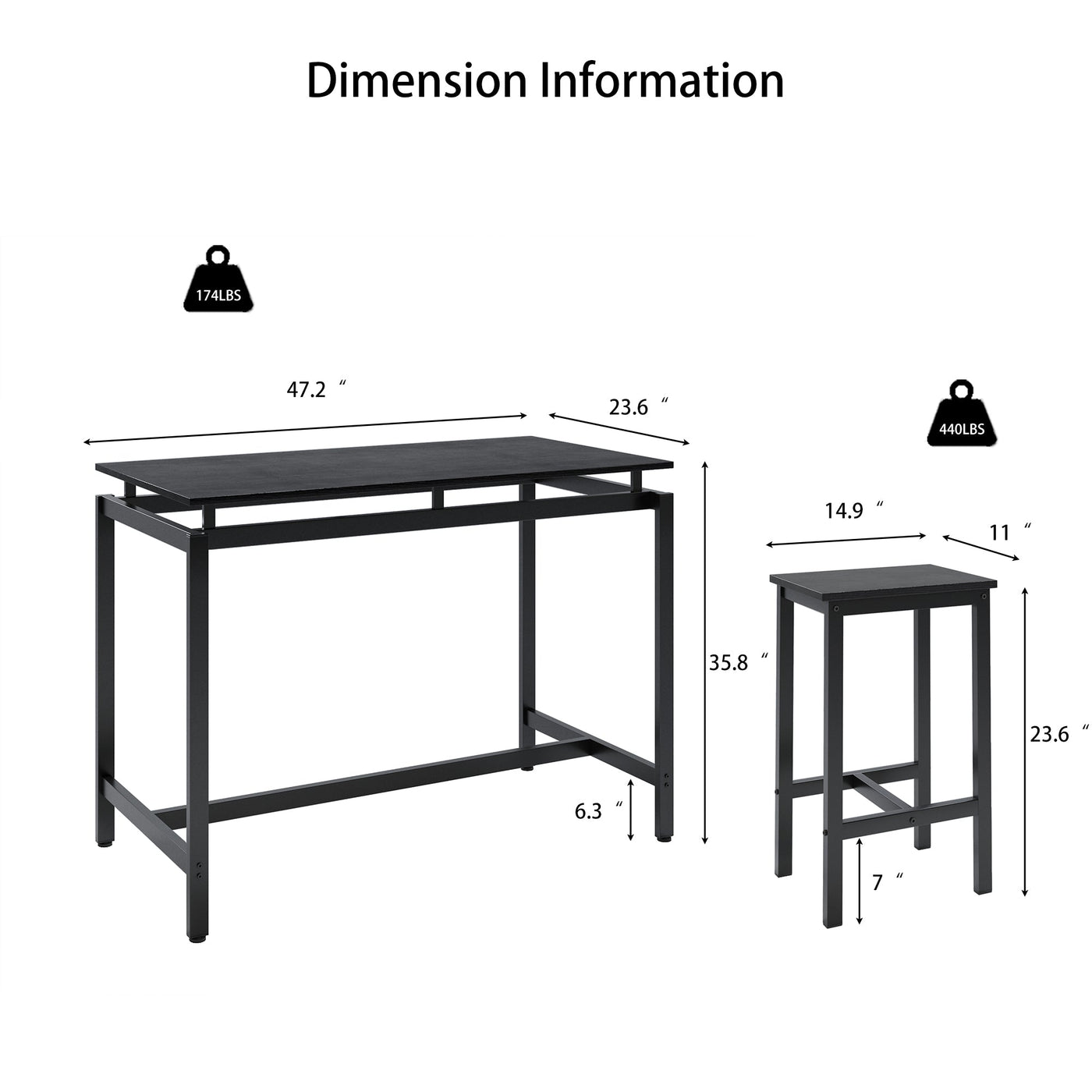 5 Pieces Dining Table Set for 4,Black Bar Table Set with 4 Bar Stools Counter Height Bar Table and Chairs Set. Pub Table Set Breakfast Table for Kitchen, Small Space