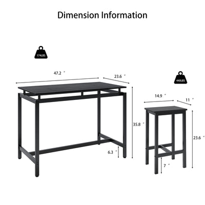 5 Pieces Dining Table Set for 4,Black Bar Table Set with 4 Bar Stools Counter Height Bar Table and Chairs Set. Pub Table Set Breakfast Table for Kitchen, Small Space