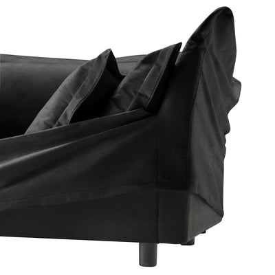 Slip-covered Armchair with 1 Big Back Cushion and 2 Big Toss Pillows, Single Deep Seat Comfy Single Couch Sofa Multiple Large Soft Pillows, Chenille Fabric, Black