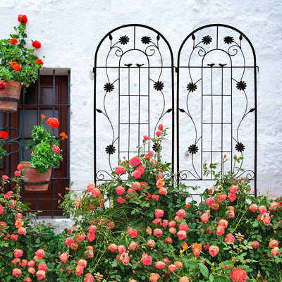 2 Pack Metal Garden Trellis 86.7' x 19.7' Rustproof Trellis for Climbing Plants Outdoor Flower Support Black