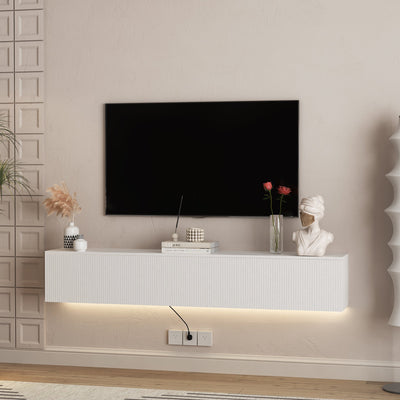 Floating TV Stand Wall Mounted with 16 Color LEDs,69' Modern TV Stand, Floating TV Cabinet Entertainment Center for 55 60 65 Inch TV,