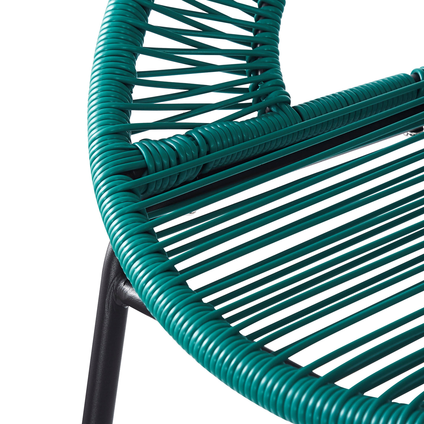 Ferrara Outdoor Patio Teal Faux Wicker Barstool Set, Durable PE Material, Ergonomic Design, Teal Wicker with Black Frame