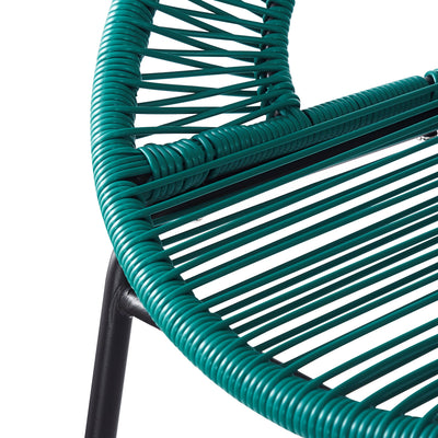 Ferrara Outdoor Patio Teal Faux Wicker Barstool Set, Durable PE Material, Ergonomic Design, Teal Wicker with Black Frame