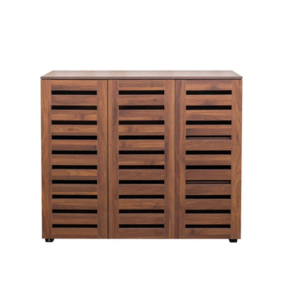Shoe Cabinet, 5-Tier Shoe Storage Cabinet with Adjustable Shelves, Wooden Shoe Rack Organizer with Louvered Doors for Entryway, Hallway, Bedroom, Closet, Living Room