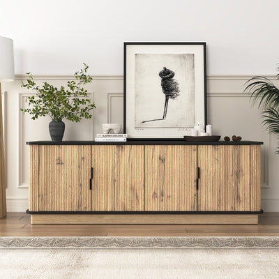 Natural Wood Grain Four-Door MDF TV Cabinet, An Ideal Choice for TV And Item Storage in Modern Homes, A Perfect Blend of Nordic And Modern Minimalist Styles, With Dimensions of 55*15.7*18.9 inches