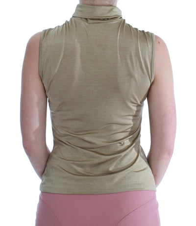 Exte Gold Nylon Turtleneck Top Blouse