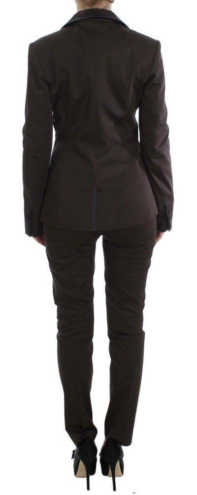 Exte Brown Stretch Two Button Suit