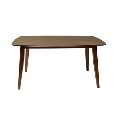 5-Piece Mid-Century Dining Set with Walnut Finished Frame, Upholstered Dining Chairs ,Dark Grey & Wood Dining Table