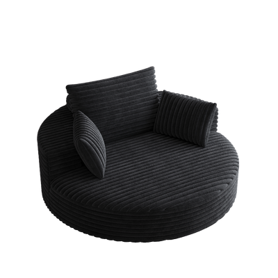 55''L Corduroy Chenille Foam Single Swivel Chair, Fluffy Modern Sleeper, 360 Degree Swivel Chair for Living Room, Bedroom, Lounge and Projection Room