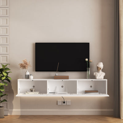 Floating TV Stand Wall Mounted with 16 Color LEDs,69' Modern TV Stand, Floating TV Cabinet Entertainment Center for 55 60 65 Inch TV,