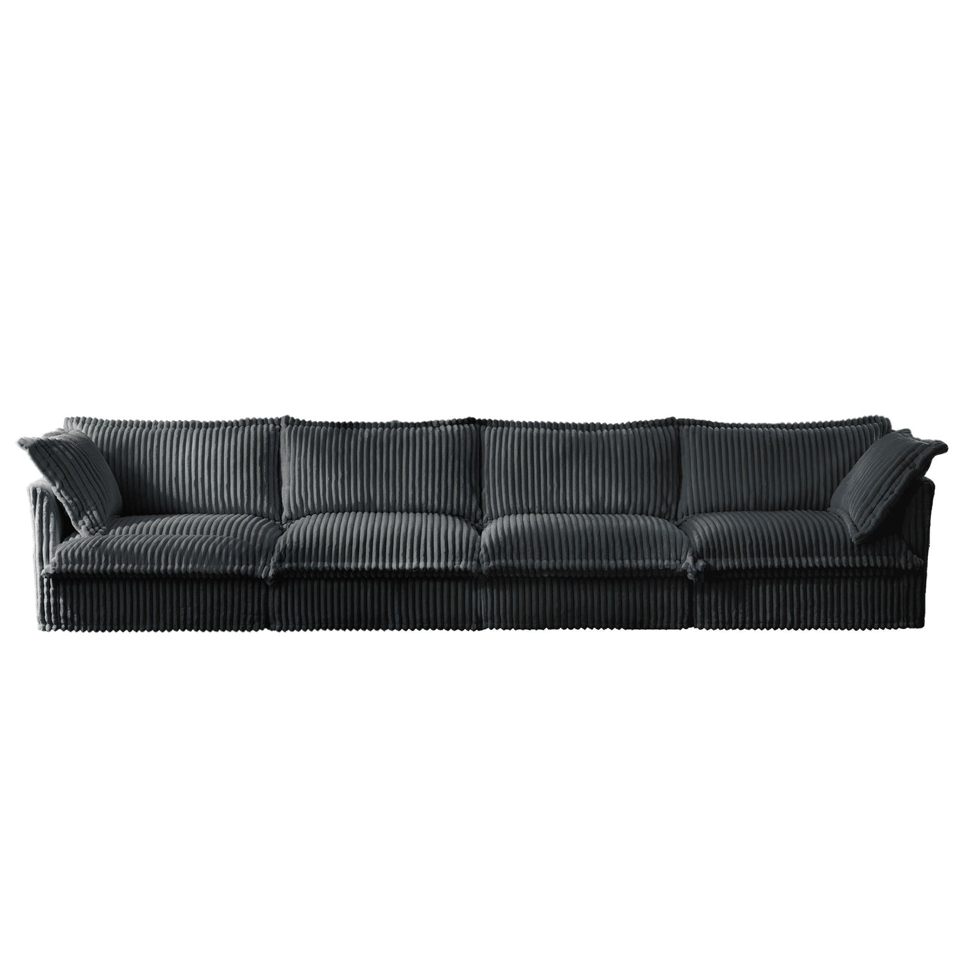 Slipcovered Long Sofa, 4 Seater Sofa with Removable Cover, Extra Deep Couch for Living Room, Corduroy Fabric Cloud Like Comfy Sofa Couch, Gray Corduroy Fabric