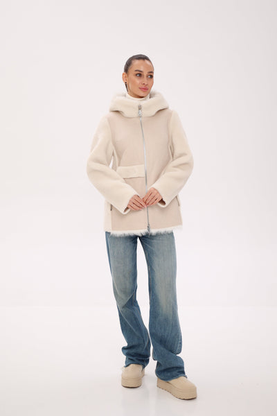 ⇆ Reversible Hooded Wool Blend Jacket