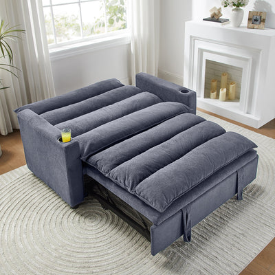 Convertible Sofa Bed, 3-in-1 Multi-Functional Velvet Sleeper Couch Pull-Out Bed, 47'' Loveseat Chaise Lounge with Adjustable Backrest , Living Room, Small Space