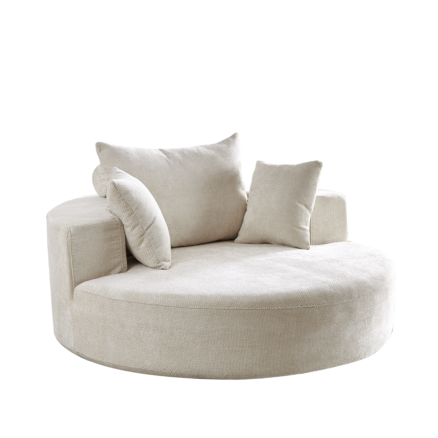 55''L Chenille Foam Single Swivel Chair, Fluffy Modern Sleeper, 360 Degree Swivel Chair for Living Room, Bedroom, Lounge and Projection Room