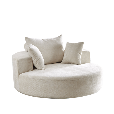 55''L Chenille Foam Single Swivel Chair, Fluffy Modern Sleeper, 360 Degree Swivel Chair for Living Room, Bedroom, Lounge and Projection Room