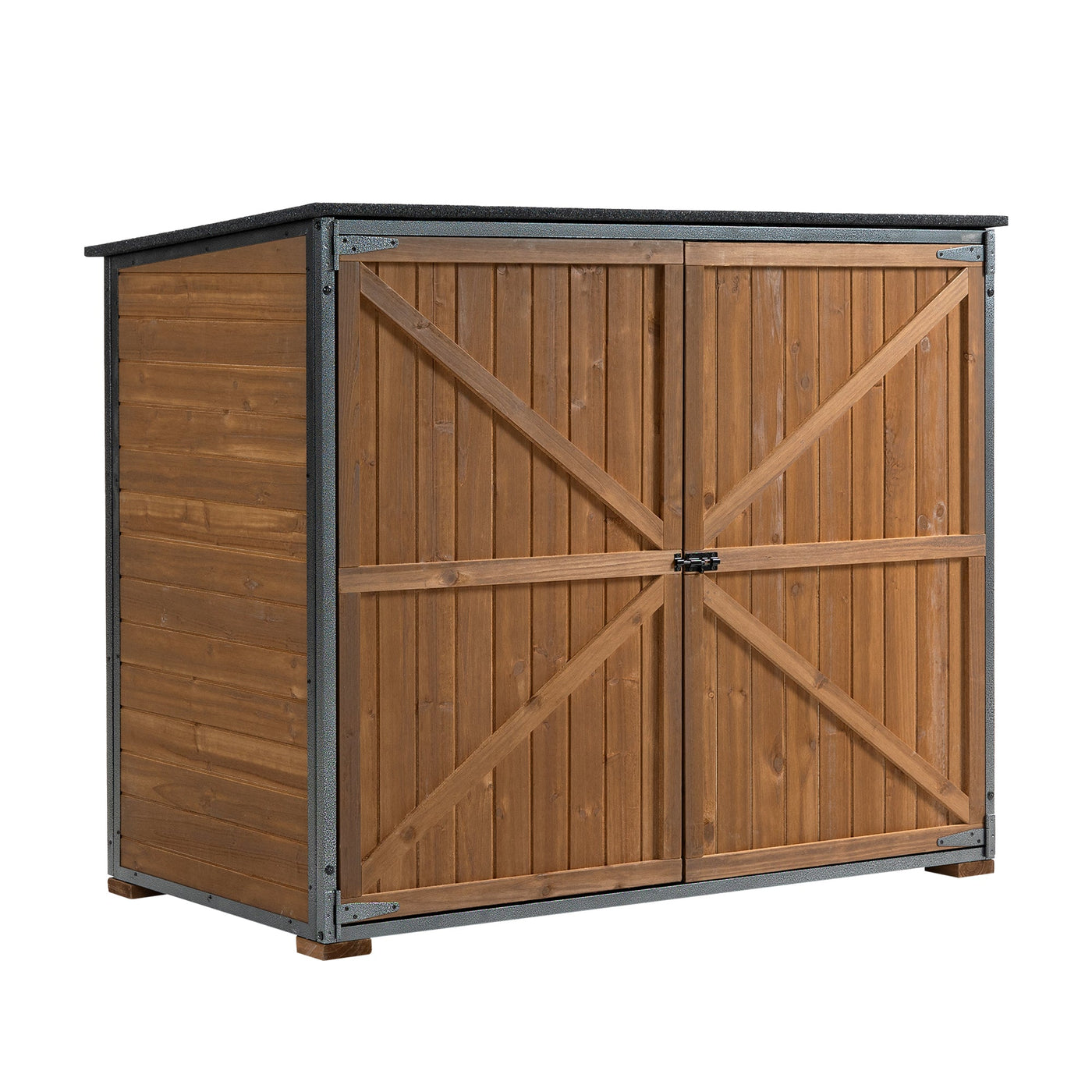 Outdoor Storage Cabinet 50.4'L X 26.8'W X 41'H, Garden Shed Tool Shed with Metal Frame Structure for Backyard Garden Patio Lawn (Brown)